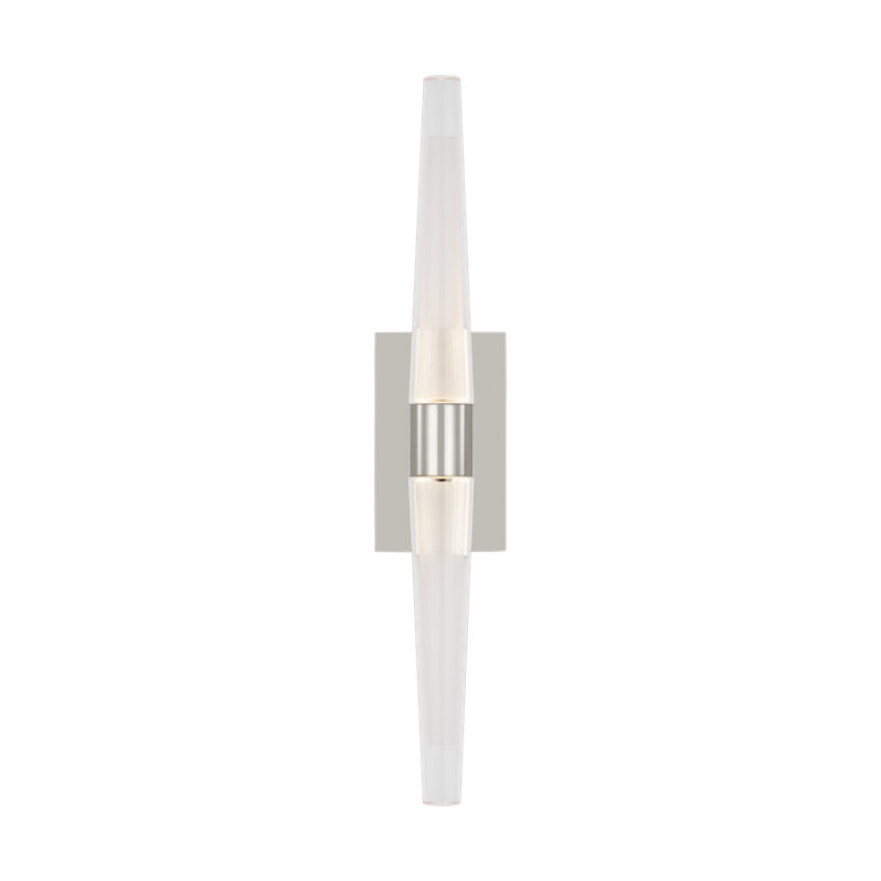 Sean Lavin Lassell 2-light single tall wall sconce in polished nickel finish with crystal shades, Polished Nickel