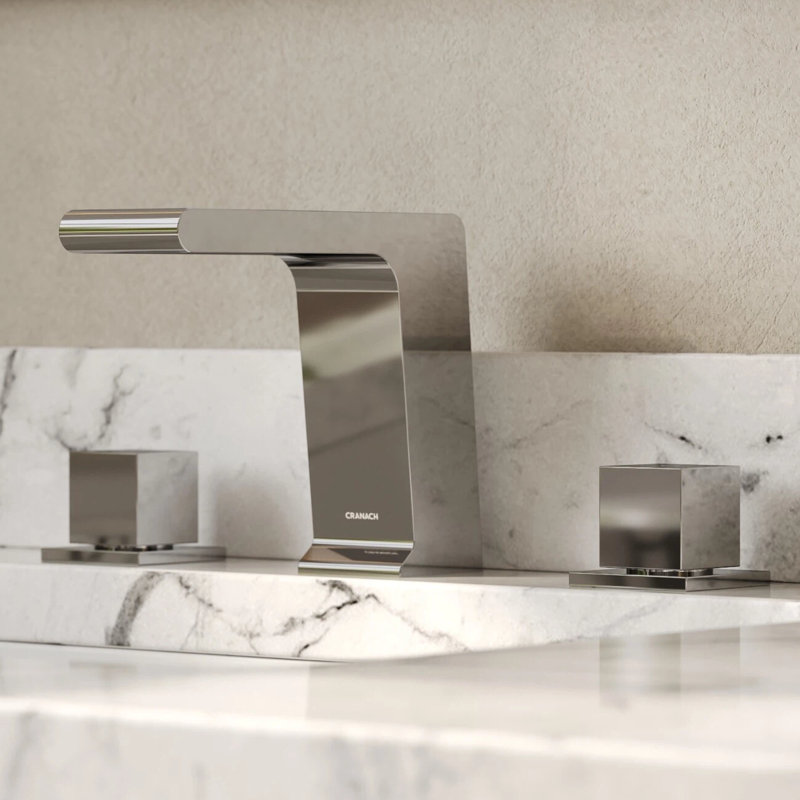 Farne Widespread Bathroom Faucet with Pop-Up Drain, 2-Handle 3-Hole Waterfall Bathroom Sink Faucet, Chrome