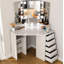 Kialen Modern Corner Makeup Vanity with 10  LED Lights, Tri-Fold Mirrors and 5 Drawers-76454799