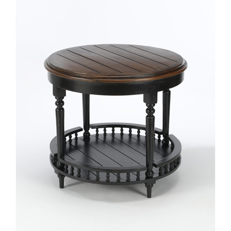 Gingras Round Plank Top End Table, Mahagony
