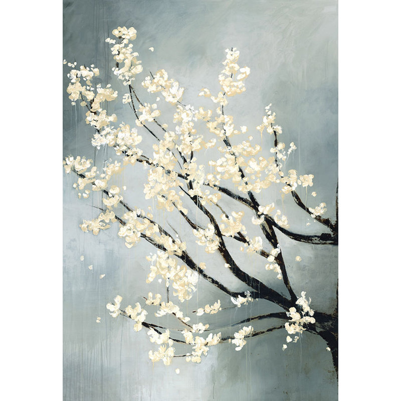 Cerisier - peinture sur toile tendue, H 64 po x l 44 po, Extérieur