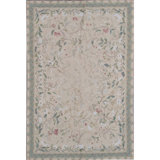 Hand Knotted Wool Floral Area Rug in Red, White, Sage, Teal