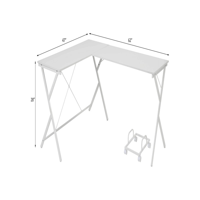 L-Shape Computer Desk With Computer Holder, White