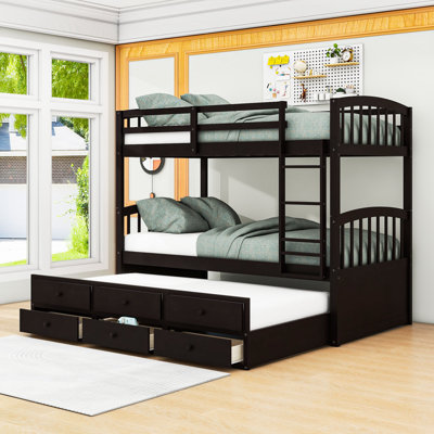 Endijs Twin Over Twin Bunk Bed,Wood Bunk Bed With Trundle And Drawers -  Harriet Bee, 9C750356A9674878B3204029801AC2C5