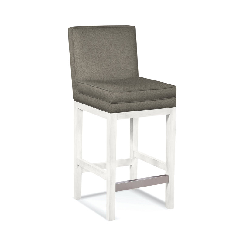 Upholstered Stool, Frost White Finish, Stone Crypton Performance; 0884-83