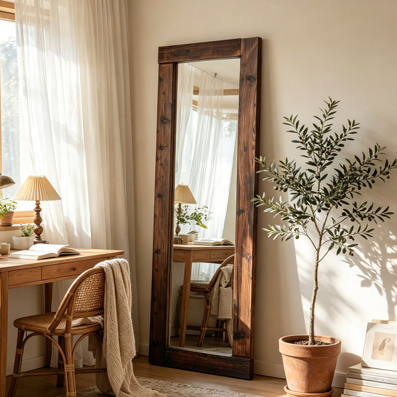 Solid Wood Framed Oversized Full‑Length Mirror, 71" H x 32" W