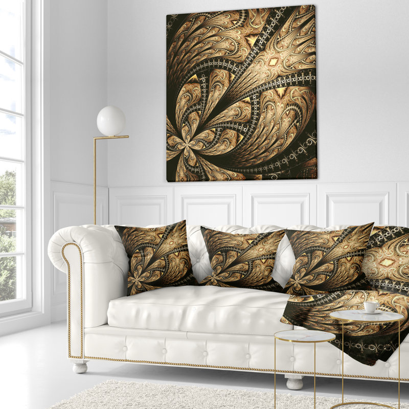 Coussin décoratif floral symétrique à grande fleur, 16 po x 1 po, Coussin décoratif