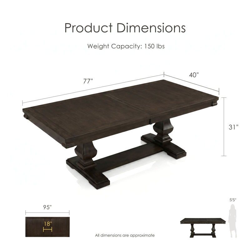 Thorin Double Pedestal Extendable Dining Table with Removable Leaf