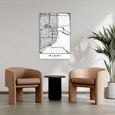 «Miami City Map Abstract City Contemporary», reproduction d'art murale