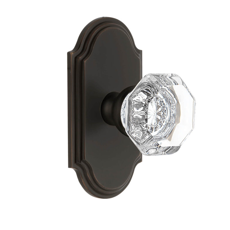 Bouton de porte Chambord avec rosette arquée, Bronze éternel, Fausse poignée simple, Fausse poignée simple