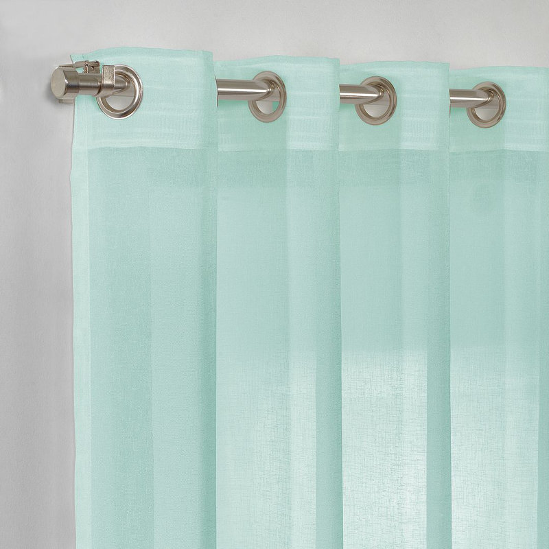 Panneau simple extra long et extra large en faux lin, Vert sarcelle, L 52 po x L 264 po