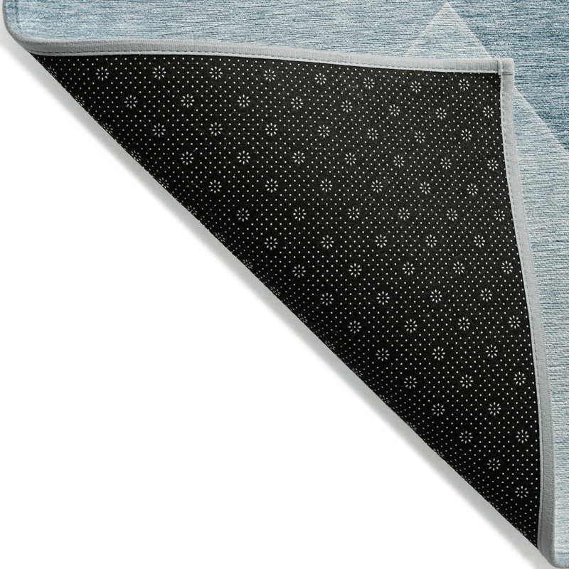 3' X 5' Teal Blue And Aqua Abstract Washable Indoor Outdoor Area Rug