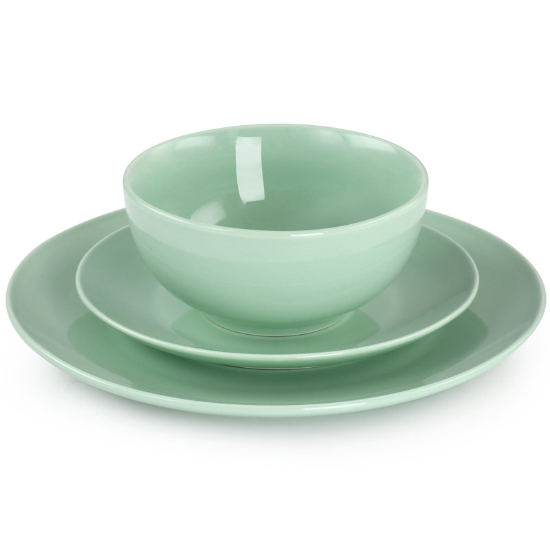 Pecolia Porcelain China Dinnerware Set 18 Piece - Service for 6, Mint