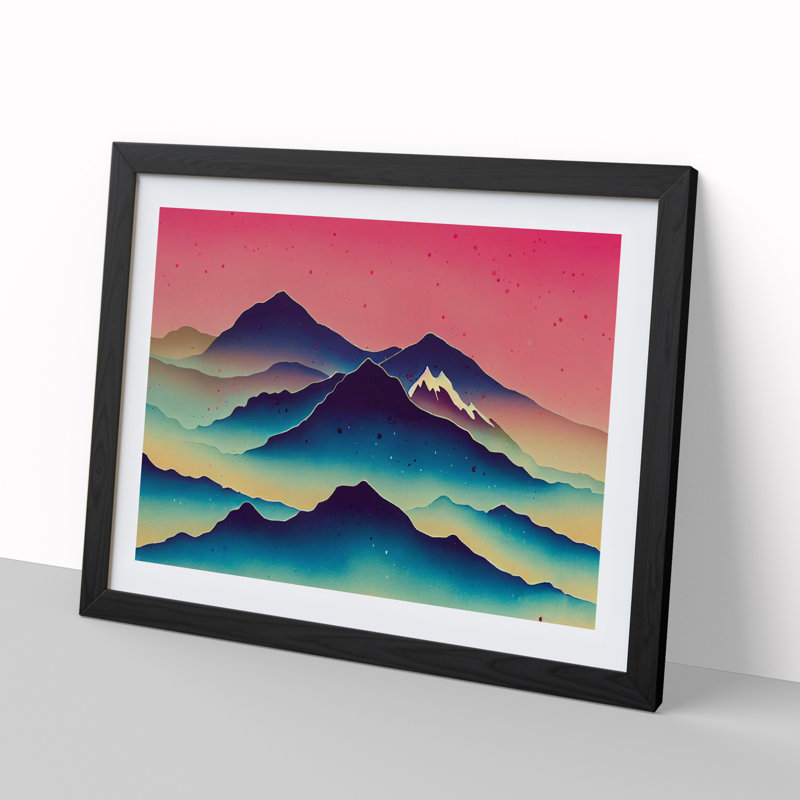 Ravishing Mountains - Single Picture Frame Painting, 25cm H x 34cm W x 2cm D, Black Framed