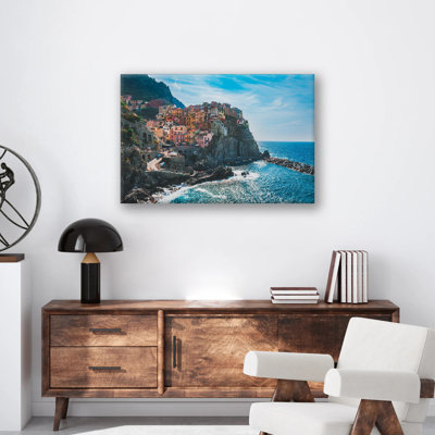 Cinque Terre Print - Italian Coastal Village Wall Art - Colorful Cliffside Houses Canvas Poster - Mediterranean Sea Landscape Artwork - Travel Destination Decor - Scenic Europe Wall Hanging - Modern Home Decoration Art Print