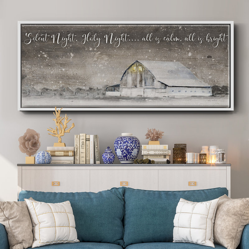 Silent Night- Framed Canvas, 12" H x 30" W