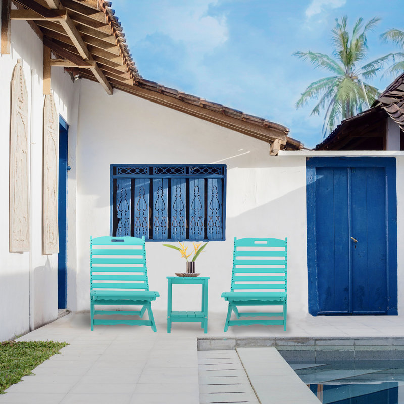 Chaise Adirondack pliante en plastique Alexeya, Turquoise
