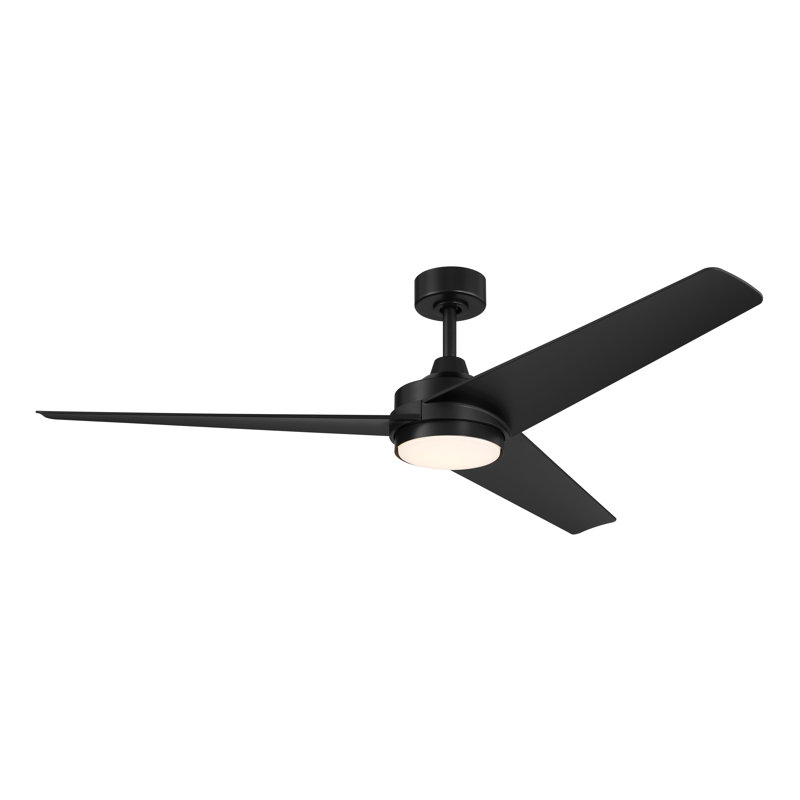 Velto 60" 3-Blade Indoor Matte Black Smart Ceiling Fan with LED Light and Wall Control Powered by Bond Home App, Matte Black