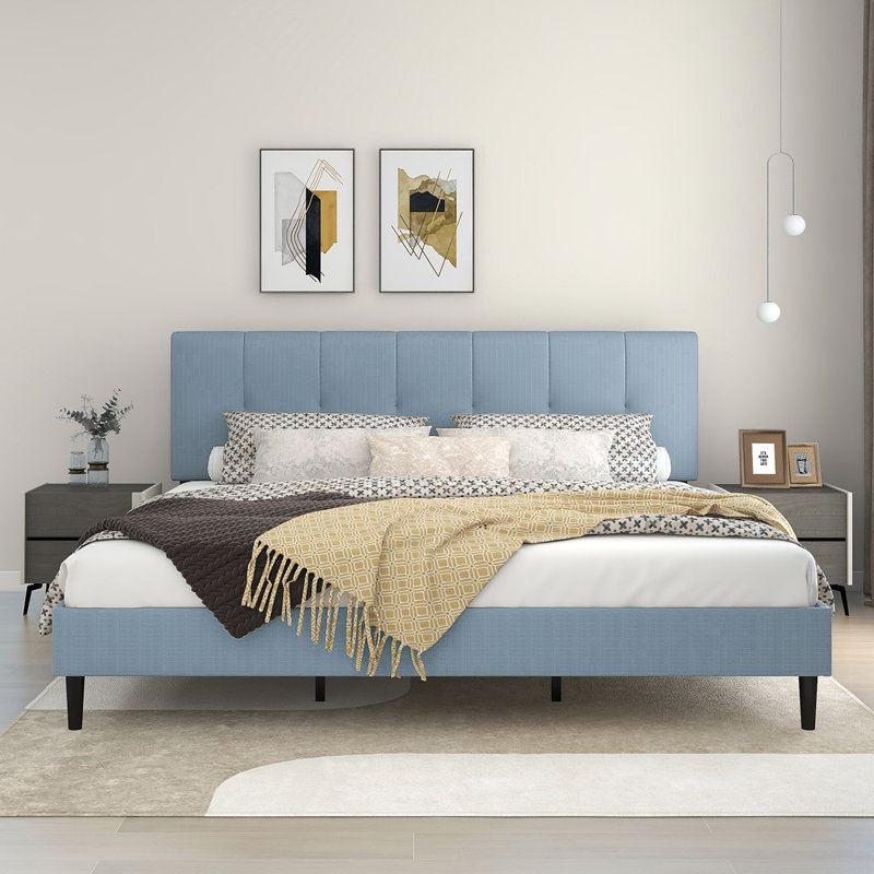 Dajai Upholstered Bed, King, Blue