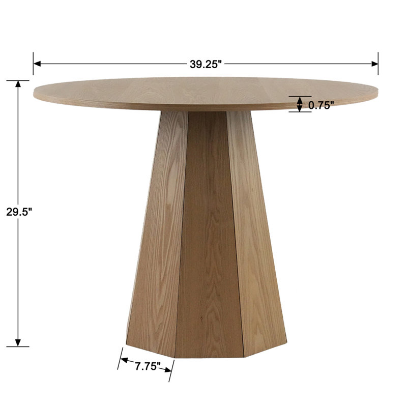 5-Piece Dining Set Mid-Century Modern Round Wooden Table & Upholstered Chair Set For Home, Kitchen, Dining Room, Natural