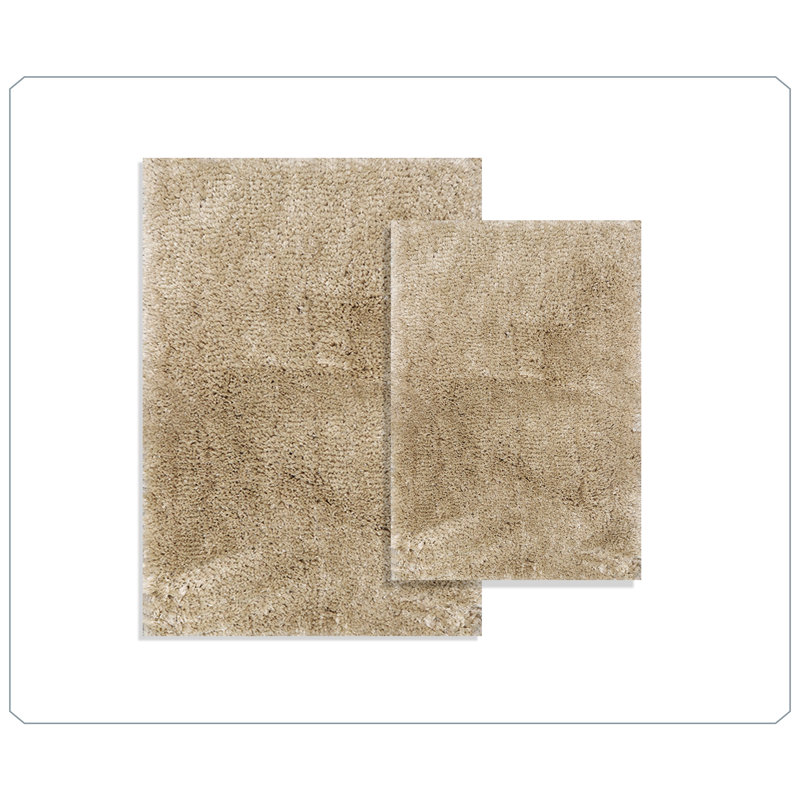 Royal 2-Piece Microfiber Bath Rug Set, Non-Slip Rubber Backing, Ultra-Absorbent, Quick-Dry, Machine Washable Plush Bathroom Mats for Shower and Tub, Soft Comfort, Linen