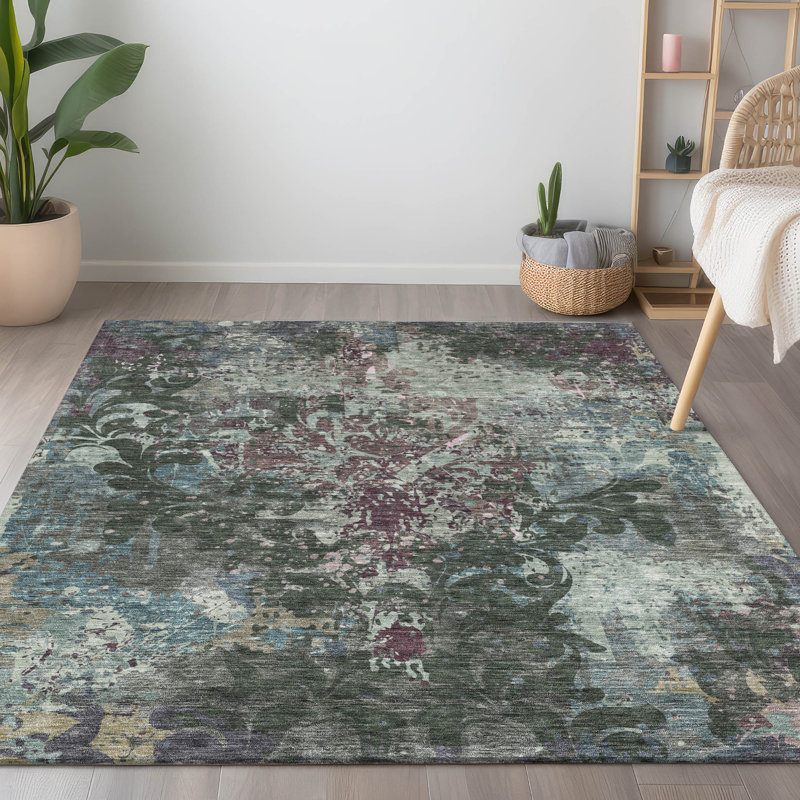 Colwart Damask Indoor / Outdoor Rug, Rectangle 5' x 7'6"