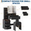 Vanity Desk with Mirror, LED Lights & Power Outlet - Includes Stool, 4 Drawers & Shelves - Black