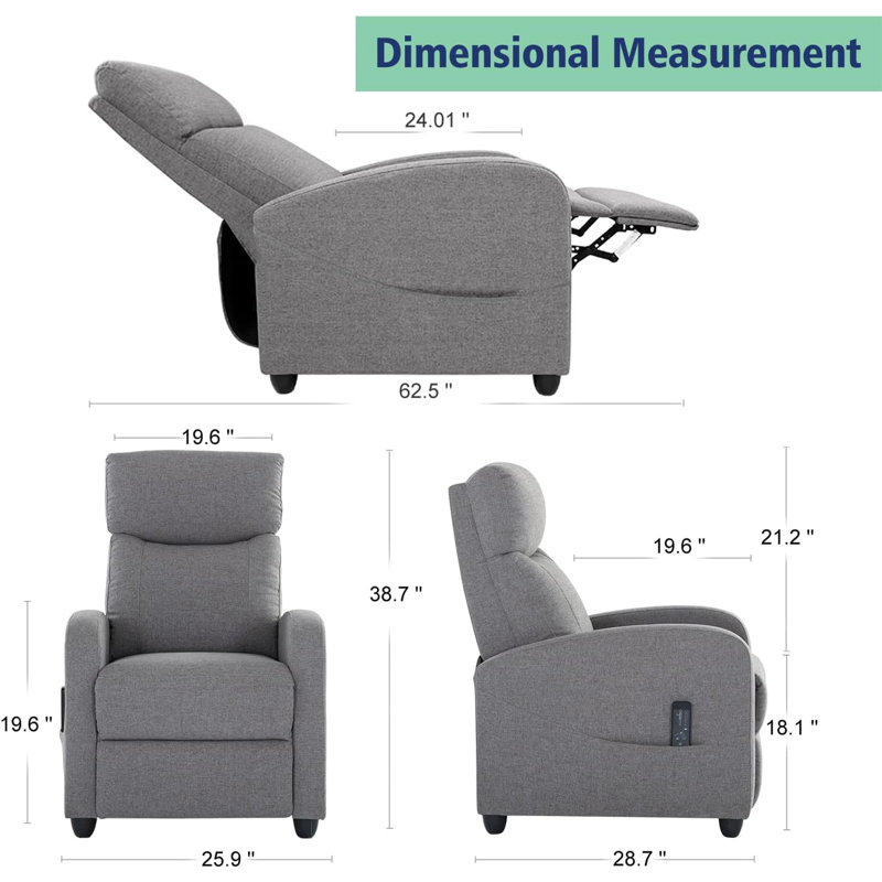 Massage Recliner Chair, Reclining Chair Home Theater Seating Single Sofa For Living Room, Adults