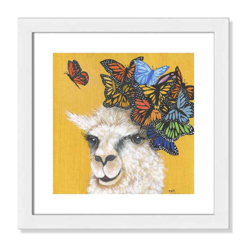 Art sur toile llama, H 18 po x l 18 po x P 0,625 po, Cadre blanc