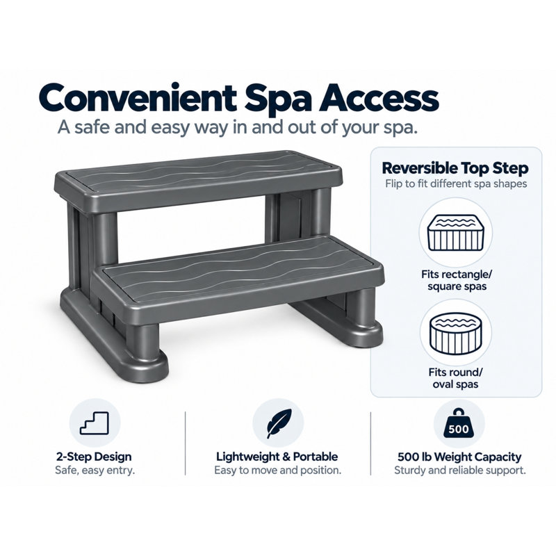 Lifesmart Spa Step for Square and Round Hot Tubs, Gray