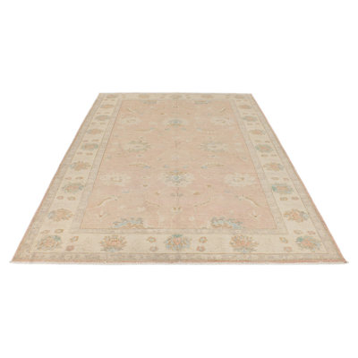 6x9 Pink and Ivory Turkish Oushak Rug