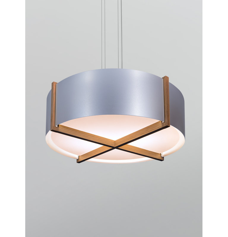 Plura 1 - Light LED Pendant, 10.4" H x 36" W x 36" D, 2700K, Walnut/Brushed Aluminum