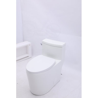 Modern Elongated One-Piece Toilet with 1.28 GPF Flush and Quick-Release Seat