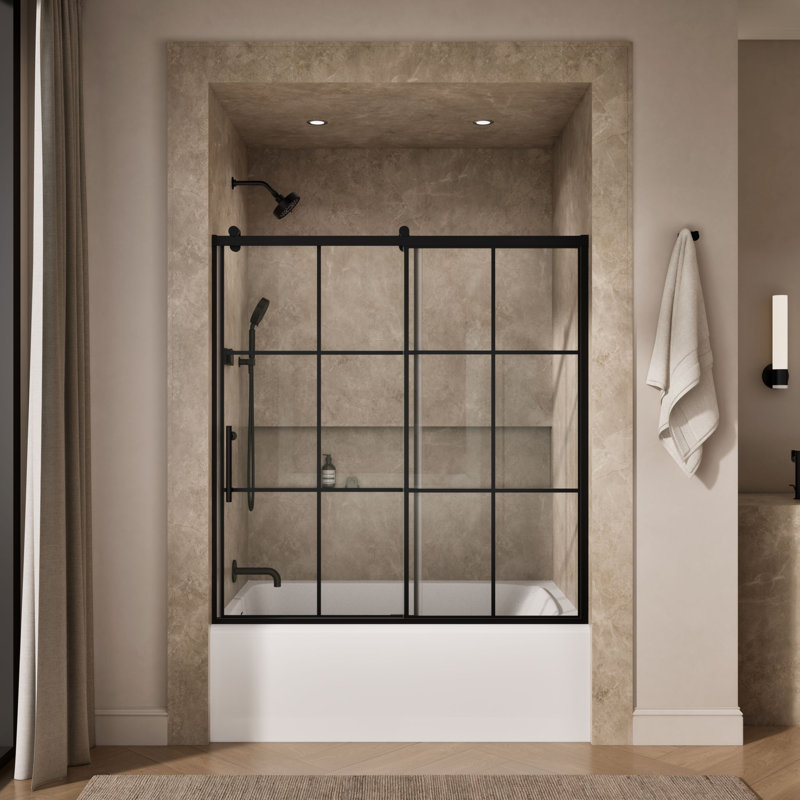 Rely 77 In. H Sliding Shower Door With 3/8 In.-Thick Glass1