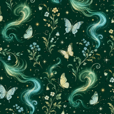 Rouleau de papier peint adhésif amovible Ethereal Forest Fairy Dance Butterfly Lights l 23,6 po x H 118 po