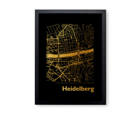 Heidelberg Map - Single Picture Frame Print