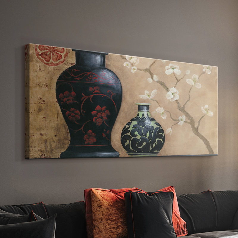Asian Calm I - Toile tendue avec châssis - Prêt à accrocher, H 16 po x l 32 po