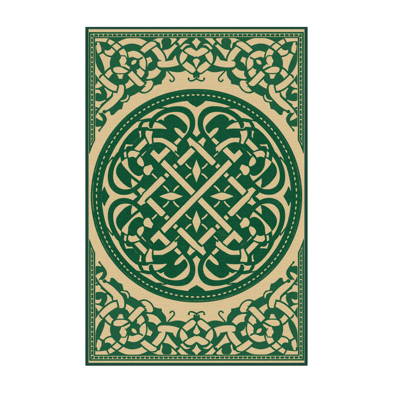 Soft Plush Escarcega St Patties Modern & Contemporary Abstract Area Rug in Green – Green Binding, 5x8