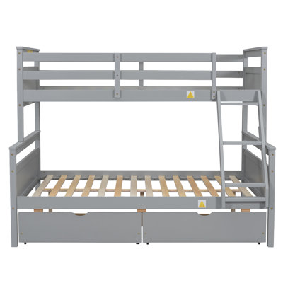Twin over Full Bunk Bed with Ladder and Storage Drawers
