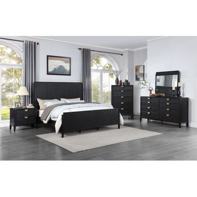 Ensemble de chambre avec grand lit 5 pièces Traequan Noir