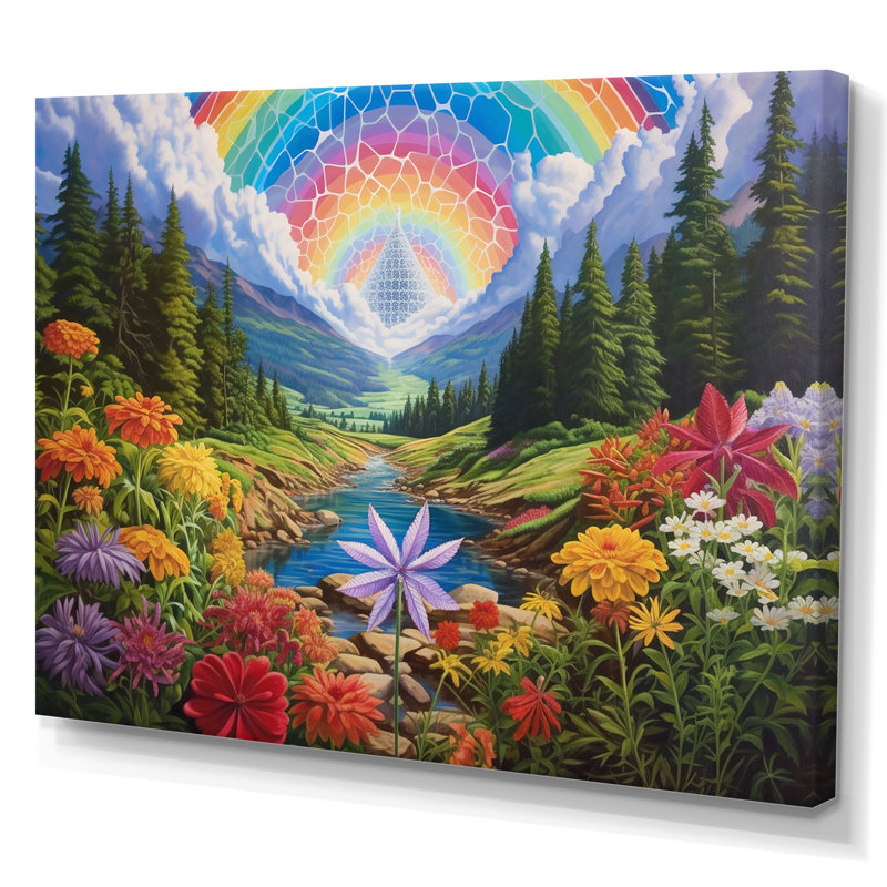 Sacred Rainbow Awakening In The Mountains, impression sur toile, H 16 po x l 32 po x P 1 po, Toile tendue