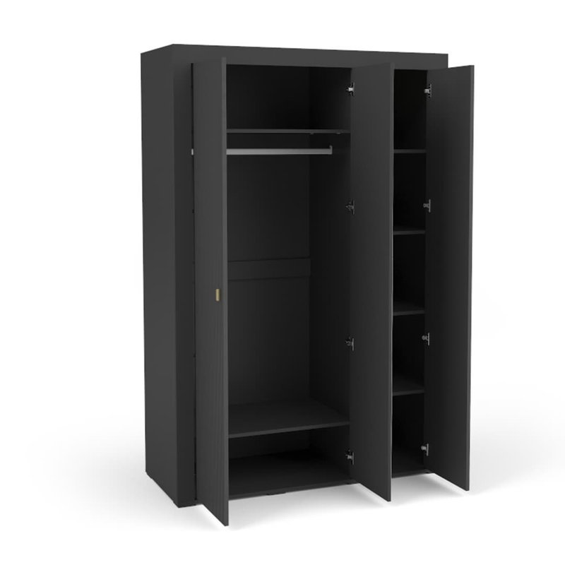 Onut 3 Door Manufactured Wood Wardrobe, Black/Oak