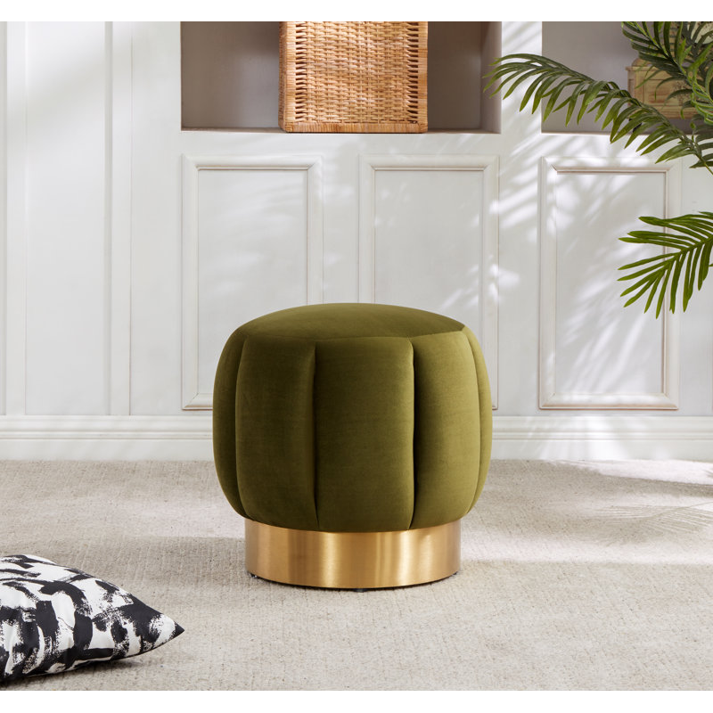 Maxine Round Ottoman, Black Velvet