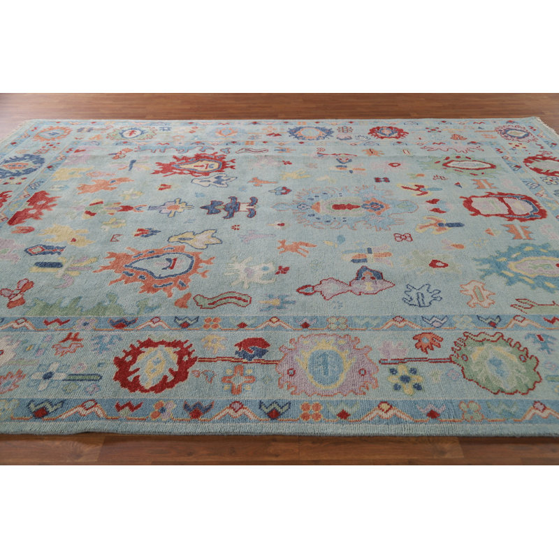 Tapis de salon bleu clair Oushak 9 x 12