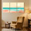 Nautique et plage, coucher de soleil, corail, eau, reflet, ensemble de 3 impressions d'art sur toile-1190429981