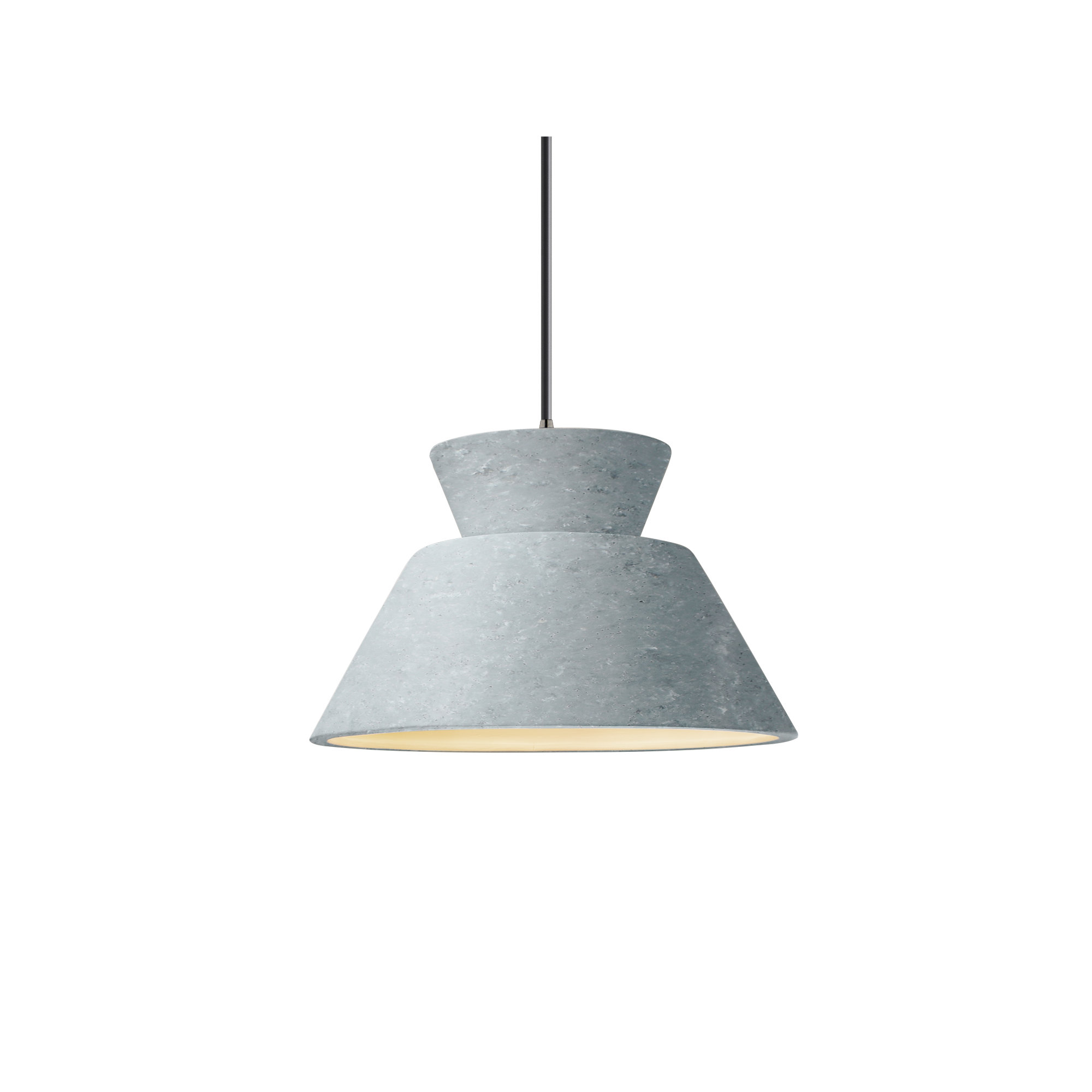 Logan 1 - Light Single Geometric LED Pendant, Concrete, Polished Chrome, LED