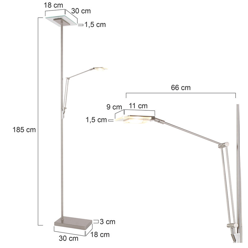 Leavitt 185cm LED Reading Light Floor Lamp
