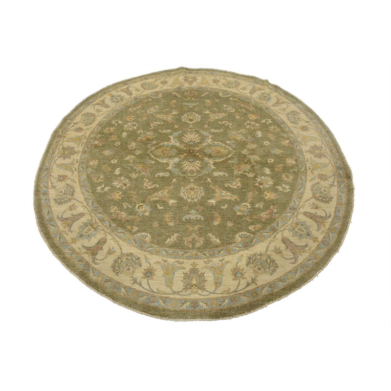 Tapis oriental traditionnel en laine noué à la main 8 pi 1 po x 7 pi 11 po Ziegler