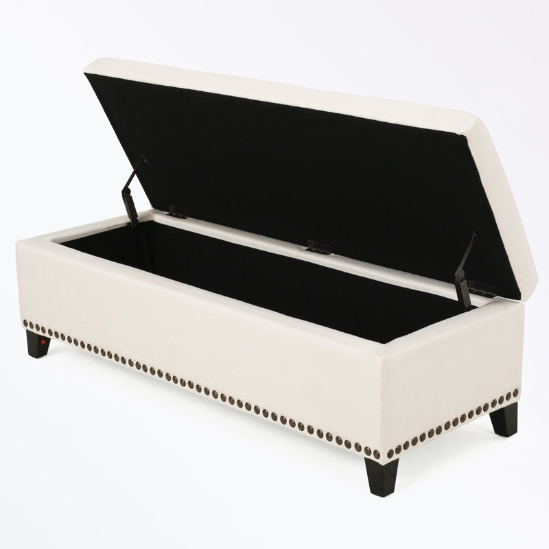 Banc de rangement rembourré Bluford, Beige/noir