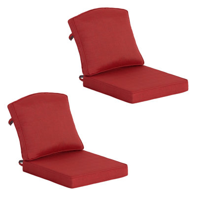 Coussins de chaise d'extérieur à assise profonde 20 po x 21,5 po avec sangles (ensemble de 2) - Design résistant à l'eau